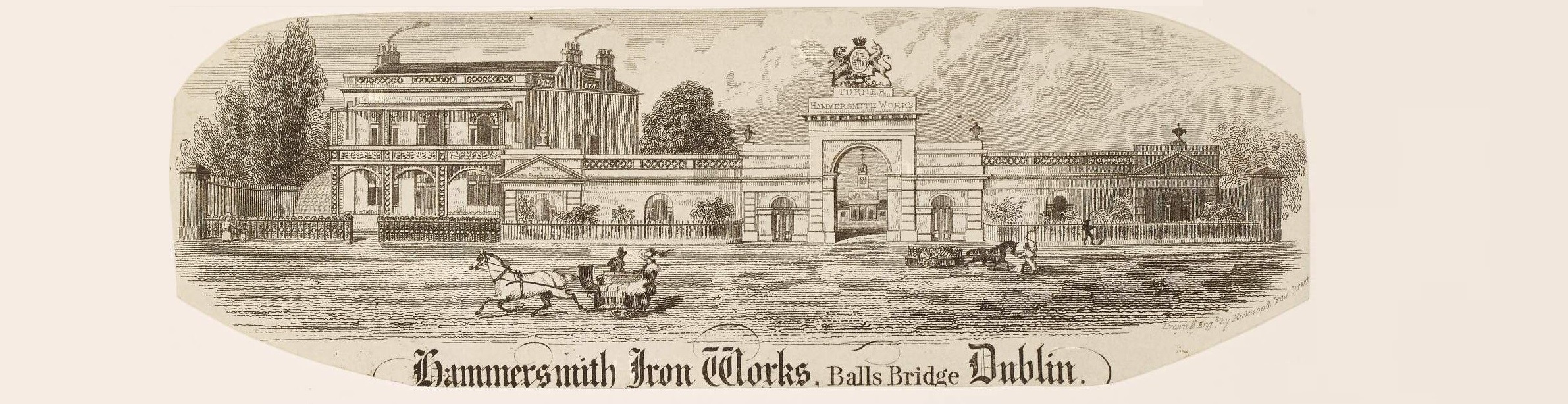 An engraving of Hammersmith iron works.